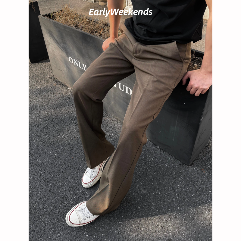 Weekend Early Morning 26Ss Spring/Summer High-End Stretch Casual Trousers Straight-Leg Slim Fit Three-Dimensional Pleated Drape Long Pants