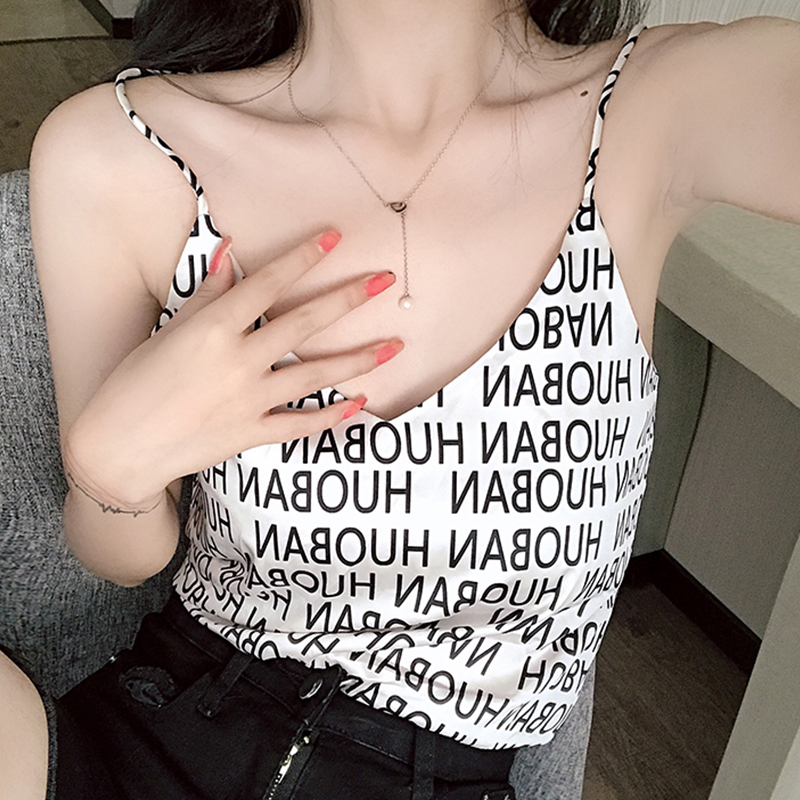 Acetate satin chic small camisole women's summer thin section outer wear suit inner bottom sweet hot girl French top