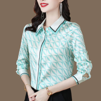 Heavyweight silk shirt women's long-sleeved 2022 autumn Hangzhou new high-end Western-style small shirt mulberry silk top