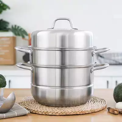 Kangbach steamer three-layer stainless steel thickened steamer induction cooker gas universal steamed bun pot household
