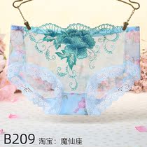  B209 perspective boxer briefs fun temptation cotton bottom crotch sexy embroidery printed lace transparent young women