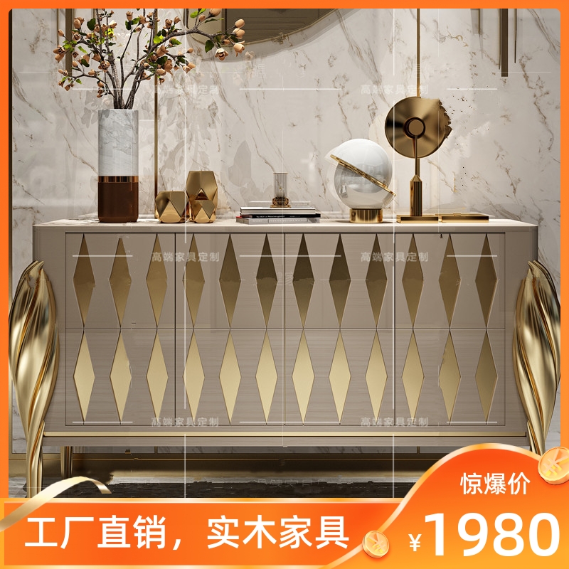 Light extravaganza Luxurious Closing Cabinet New Products Solid Wood Rear Modern Door Hall Cabinet New Vintage Dining Cabinet Harbor Style Baking Varnish Containing Cabinet
