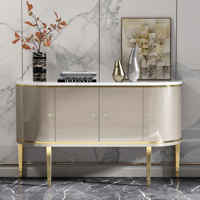 Light luxury style solid wood porch cabinet entry door foyer cabinet shoe cabinet post-modern minimalist marble decorative cabinet customization