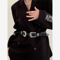 Japanese FC double-ended belt for women with genuine leather decoration. Belt for women is simple and versatile for students. Korean version of retro literary style.