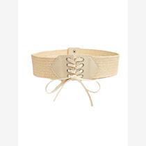 Japan FC spring and summer new style straw woven elastic belt womens fashion dress with decorative trendy girdle