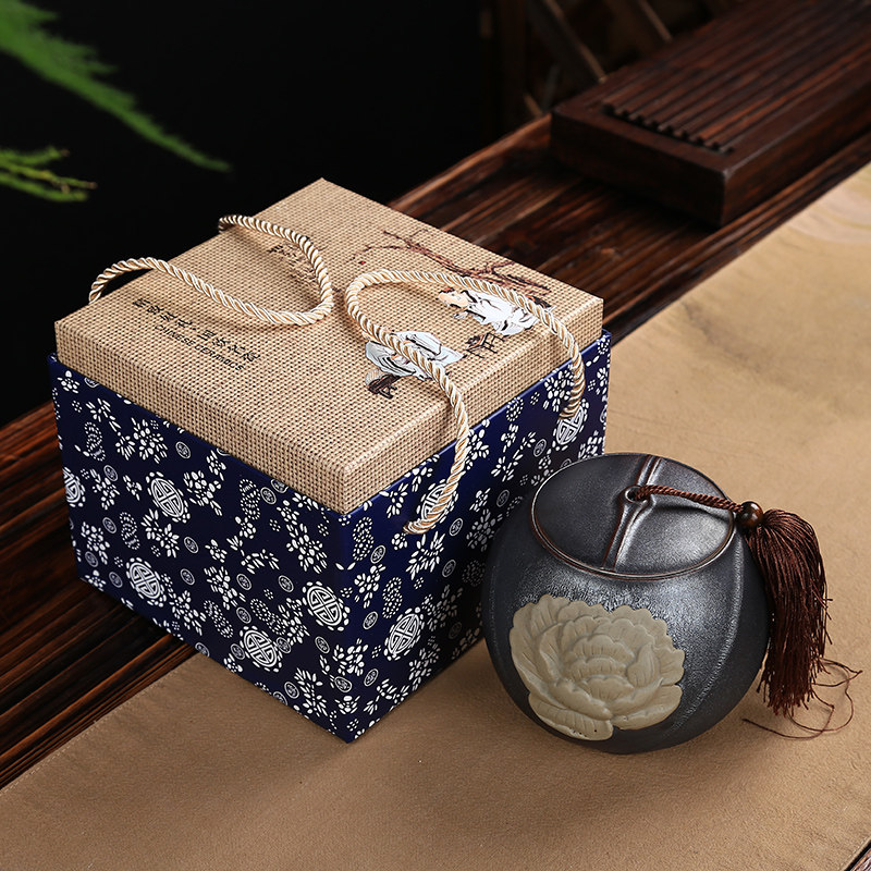 Single can gift box tea packaging universal version green red black Pu'er tea gift box empty box ceramic sealed jar