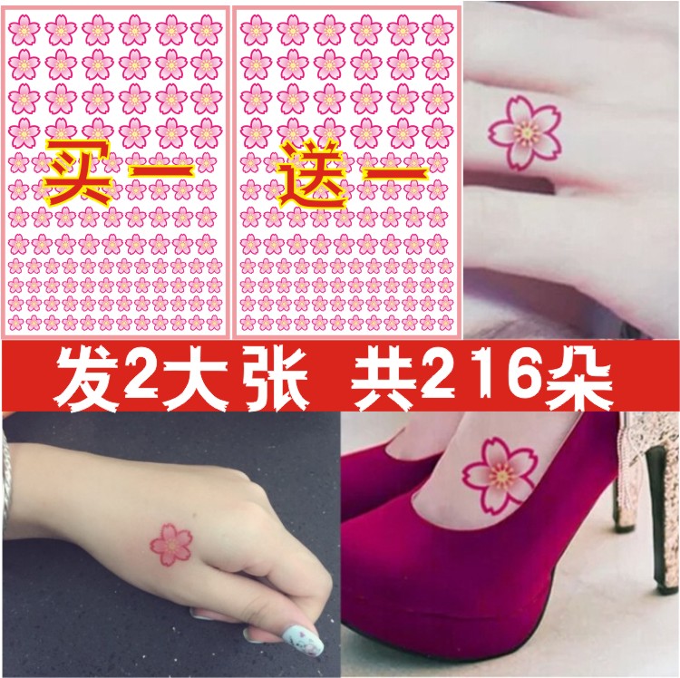 Yang Ying stars with the same foot back peach Angelabby waterproof Japan-ROK cherry blossom tattoo with a total of 216 flowers 065