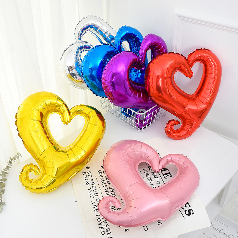 Children's Day Welcome Home Children's Day Silver Aluminum Foil Ball Peach Heart Heart-shaped Pink Three-dimensional Love Balloon Arrangement