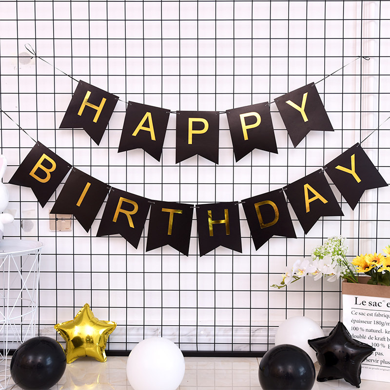 Children's birthday party decoration Dovetail day flag happy birthday letter banner fishtail flag