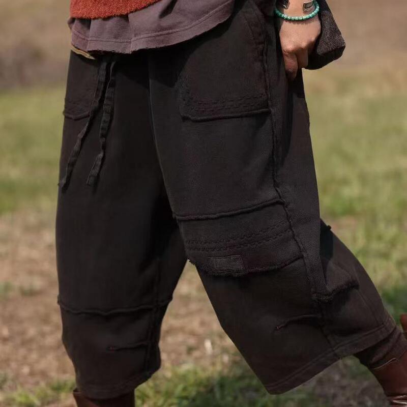 Gulanmu-2025 New Vintage Patchwork Casual Sweatpants 7008