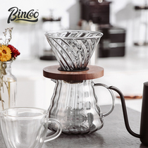 Bincoo Hand-brewed coffee pot High borosilicate glass vertical pattern sharing pot Hand-brewed pot Cloud pot Coffee appliance set