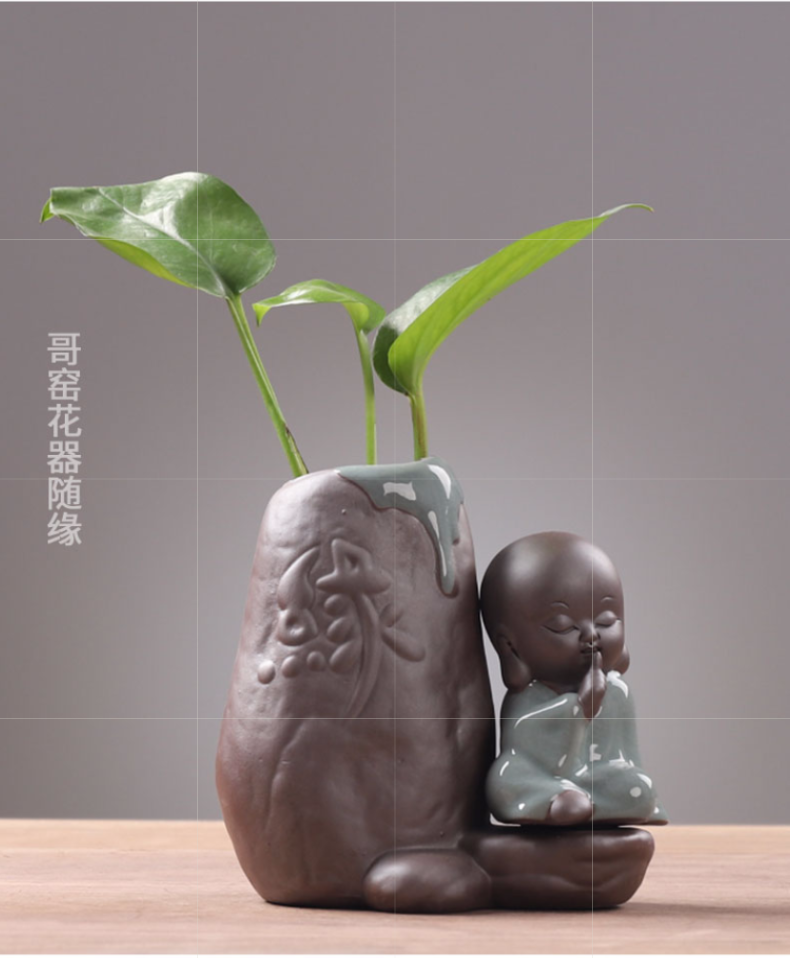 Ceramic vase miniascape of household of Chinese style restoring ancient ways, the young monk family wine rack zen tea table flower arrangement plant furnishing articles