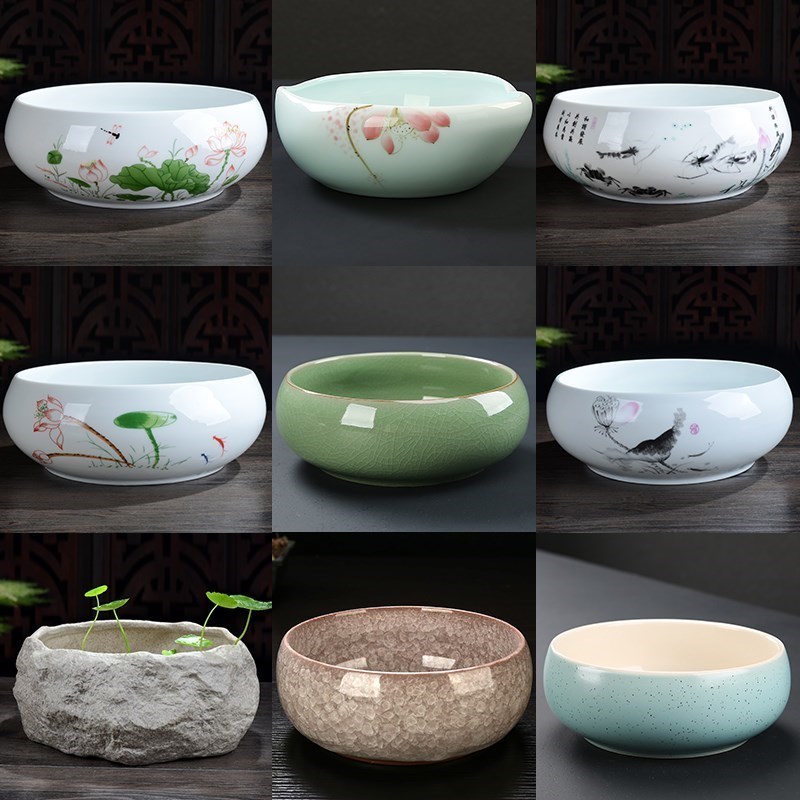 Ceramic refers to flower pot creative rectangular flower office household circular water raise money grass plant large water lily