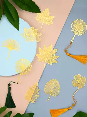 Hot sale creative metal bookmark gift Chinese style exquisite simple hollow literary leaf pulse brass bookmark custom diy gift box cute children primary school students use to send teachers practical gifts