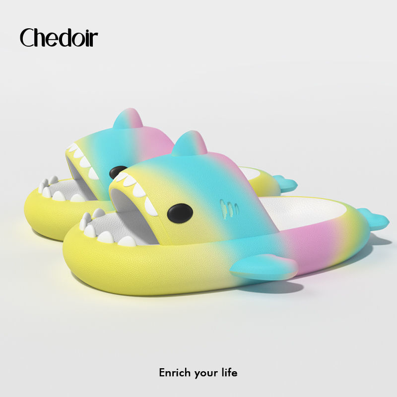 Gradient Color Shark Slippers, Rainbow Hot-Selling Style, Cute, Sweet, Fashionable, Height-Increasing Thick-Soled Couple's Indoor and Outdoor Slippers Gradient Color Shark Slippers, Rainbow Hot-Selling Style, Cute, Sweet, Fashionable, Height-Increasing Thick-Soled Couple's Indoor and Outdoor Slippers