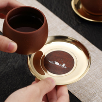Longshan Hall Cup Mat Solid Wood Heat Insulation Mat Kongfu Tea Road Accessories Brass Tea Cup Mat Chinese Zen for Home Cup Tootto