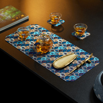 Longshan Hall Cup Mat Chinese Waterproof Table Flag Zen-style Dried Bubble Table Tea Mat Tea Mat Tea Tray Table Cloth Tea Dish Brocade