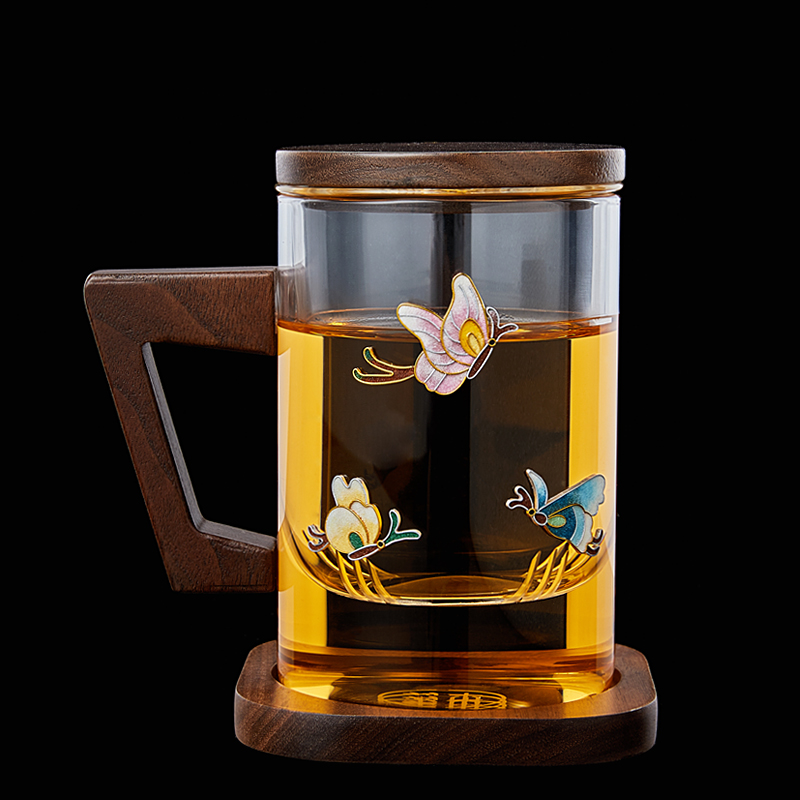 Lungshan Tai Blue Pure Handmade Glass Tea Cup with high temperature and thickness office cup with large capacity water cup