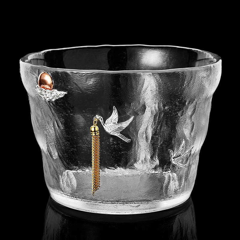 Longshantang pure hand-made glass tea washing tea set accessories washing tea bowl tea ceremony zero with water bowl washing Japanese Zen