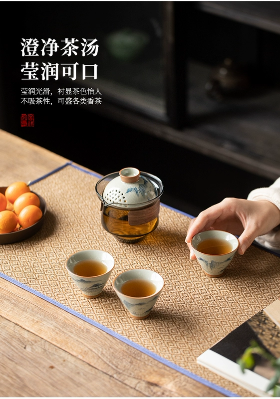 Xiyuanji Ge Lò vẽ tay du lịch ngoài trời bộ trà di động một nồi ba ly nhanh cốc uống trà
