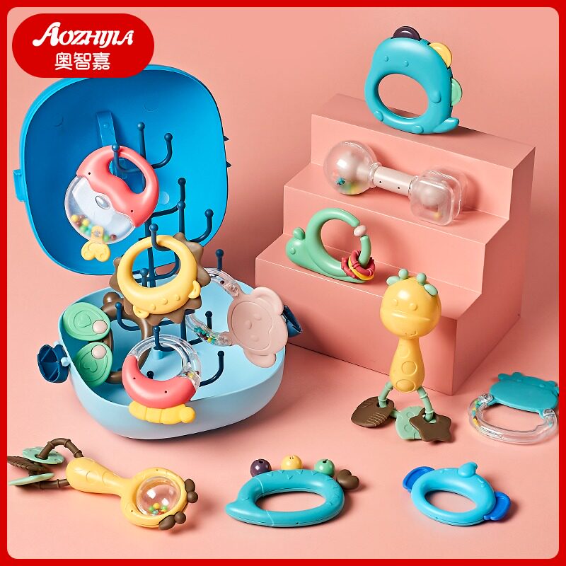 Baby hand rattles appeasement Toys 0-3 months 5 newborn babies 6 Puzzle 7 Early Teach 8 Gripping to bite 1 year old