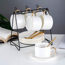Home small luxury coffee cup saucer with tray European coffee cup set ceramic coffee cup afternoon black tea cup