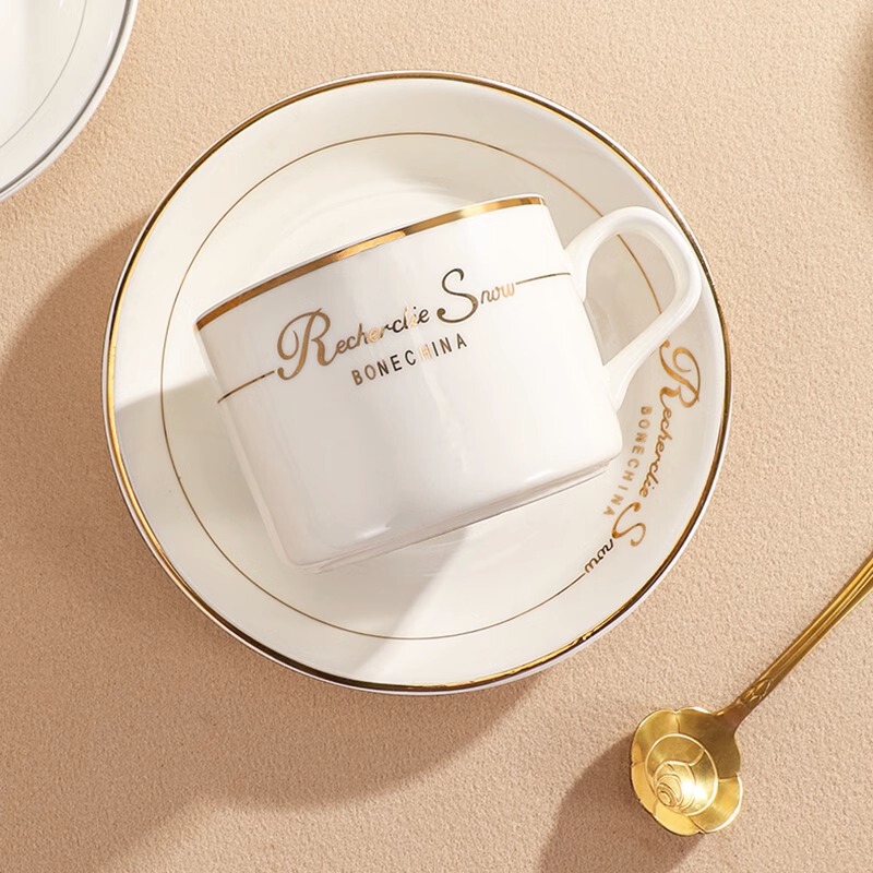 Coffee Cup, Ceramic Cup and Saucer Set, High-End, Exquisite, Small Luxury, Special Cup, Business Hospitality Tea Cup, Afternoon Tea Tea Set