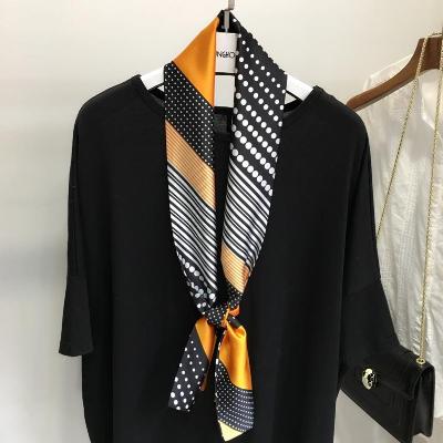 Korean version spring new 100 lap decoration small silk scarves strip narrow necklace printed turban multipurpose parquet tie bag