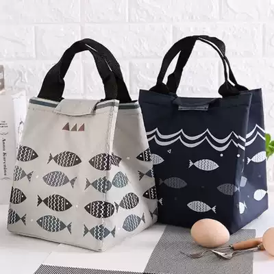 Canvas insulation bag Japanese lunch box bag Korean version of fresh small box lunch tote bag with rice bag simple