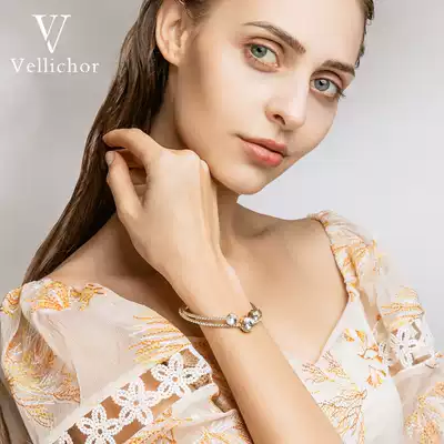 Vellichor niche design cold wind Japanese and Korean crystal bracelet female simple Net red three-in bracelet jewelry