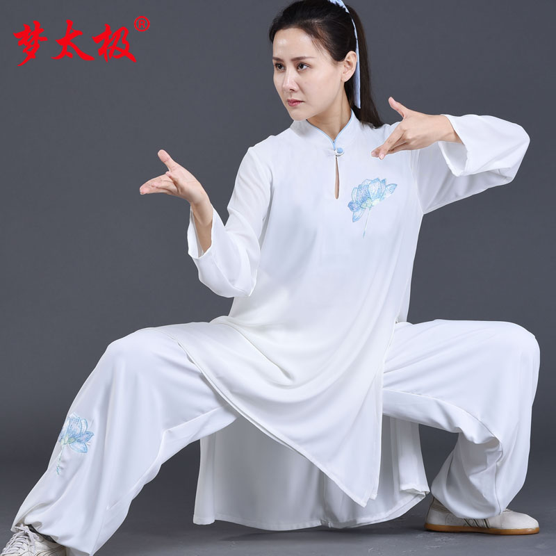 Dream Tai Chi Tai Chi clothing women's new daytime silk hemp spring and summer women's improved high-end slim long version of practice clothing