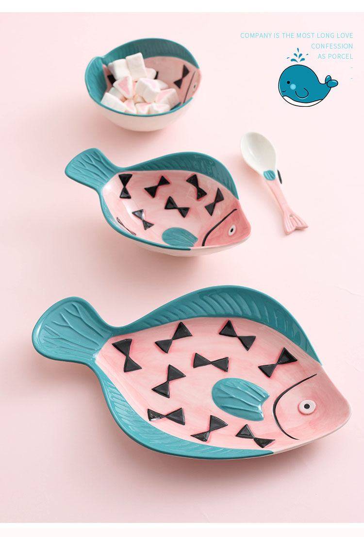 Ceramic dishes suit household tableware express cartoon children eat fruit bowl dish dish dish fish plate size