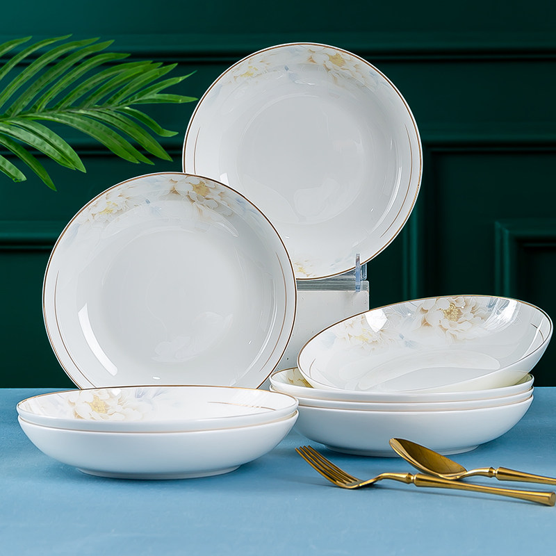 Light extravagant Phnom Penh Ceramic dishes Creative individuality Home Big plate Plate Bone porcelain tableware ten bowls ten pan Composition