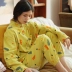 2020 new cotton chải pijama cho phụ nữ mùa thu / mùa đông cardigan giản dị Phong cách Nhật Bản có thể mặc ở nhà với cotton hai mảnh - Cha mẹ và con