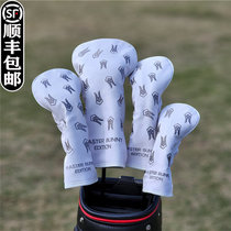 Black PG universal golf club cover club head cover ball head cap cover rabbit smiley wood club cover protective cover