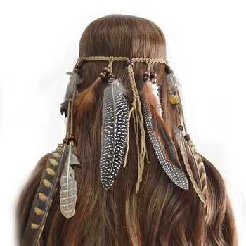 Native American Feather Headdress, African Drum Headdress, Indigenous Savage Hat, Kindergarten Children's Stage Performance Props