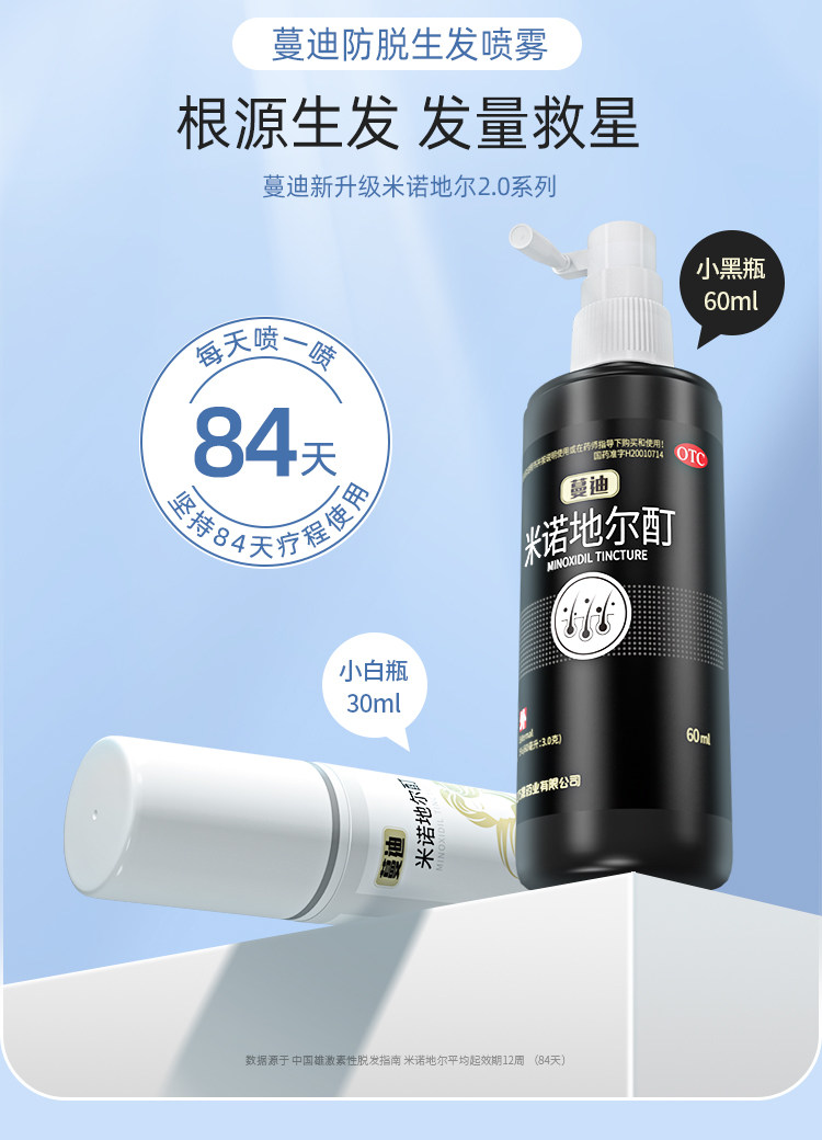 真有效的国药OTC 蔓迪 5%米诺地尔酊 防脱生发喷剂 30ml 图6
