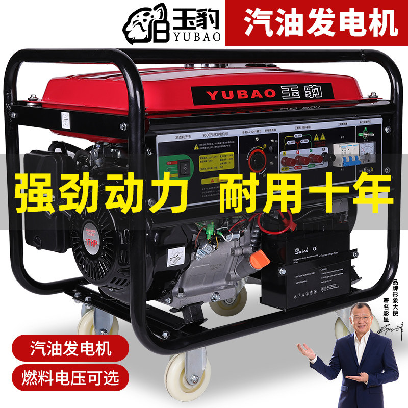 Бензиновый генератор с двойным запуском высокой мощности 380 В бытовой для путешествий на открытом воздухе портативный бесшумный генератор мощностью 5/8/10 кВт Изображение 1