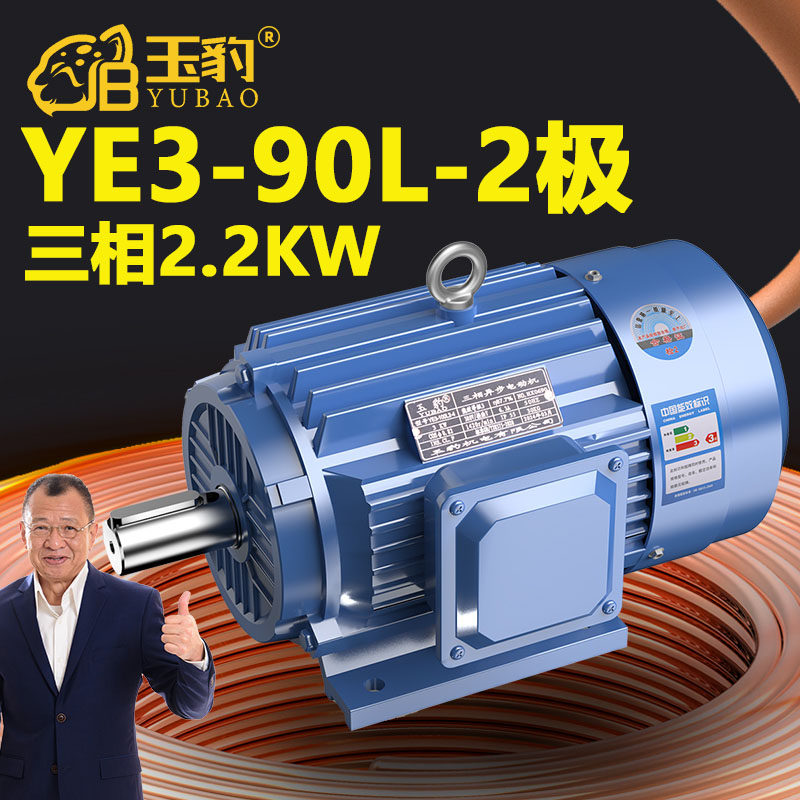 90L-2极全新YE3系列三相异步电动机国标2.2KW电机380V三相全铜