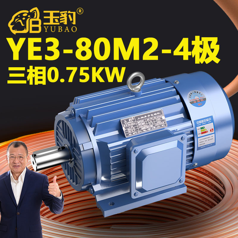 80M2-4极全新YE3系列三相异步电动机国标0.75KW电机380V三相全铜