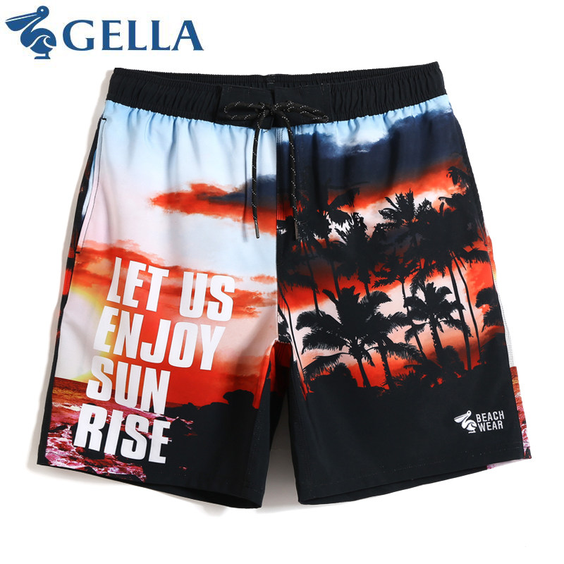 GELLA Four Sides Play Speed Dry Anti Splash Water Beach Pants Tide Men's Fitness Pants Seaside Holiday With Inner Lining Flat Corner Swimsuit Pants