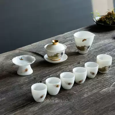 Dulushi DeHua white porcelain tea set set ceramic kung fu tea set home simple Teacup Bowl teapot tea maker
