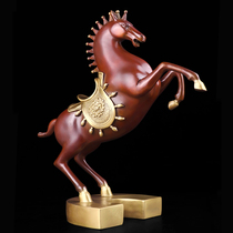 Copper color copper horse ornaments pure copper twelve zodiac horse decoration horse to success living room Chinese handicraft large