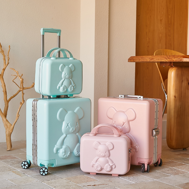 Violent bear children's cartoon suitcase 18 inch password suitcase boys and girls boarding trolley case small suitcase students