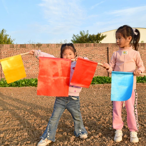 Детский сад во время класса, чертовски реквизит для детского маленького цветового флага танце