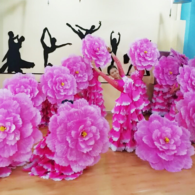 Adult Square Dance Mudan Flower Umbrella Dance Competition Hand-held Umbrella Games Admission to the opening dance Early Childhood Props Flower Umbrella