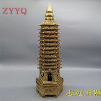 Imitation Ming and Qing pagoda old copper antique antique bronze Wenchang tower twelve-layer old objects Seiko casting play