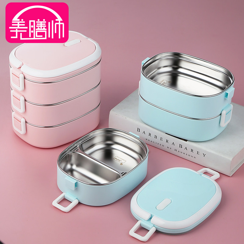 304 Stainless Steel Office Worker Insulation Lunch Box Multilayer Portable Students Double Layered Lunch Box Meal Kit Large Capacity