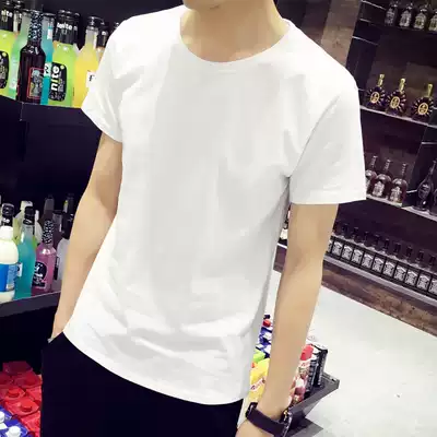 Cotton cloth clean face static version short sleeve men's short sleeve T-shirt blood white black half sleeve thin men's shirt short clothes soil