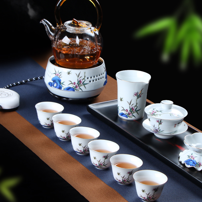 Taohuali large capacity set of Kung Fu tea hand-made pottery teapot Health black crystal furnace tea maker Tea pot set